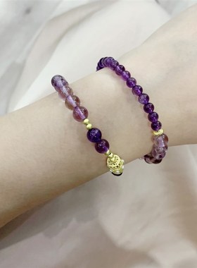 速发紫水晶4mm左右搭配6.5mm左右玻利维亚紫水晶款两圈款