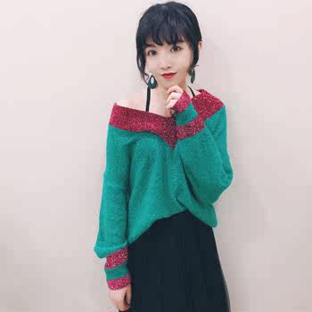 ລະດູໃບໄມ້ຫຼົ່ນແລະລະດູໜາວປີ 2022 ເສື້ອຢືດແຂນຍາວ Mohair Contrast Color Sweater ຜ້າໄໝຄໍ V-Neck ສົດໃສຂອງຜູ້ຍິງ ເສື້ອເຊີດແຂນຍາວລຸ່ມສຸດ ແຟຊັ່ນ ແລະຫຼາກຫຼາຍ