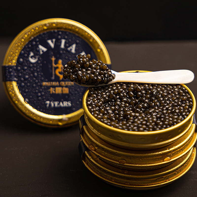 卡露伽黑鱼子酱西伯利亚鲟鲟鱼籽酱caviar 10g鱼子酱餐饮用盒装-图0