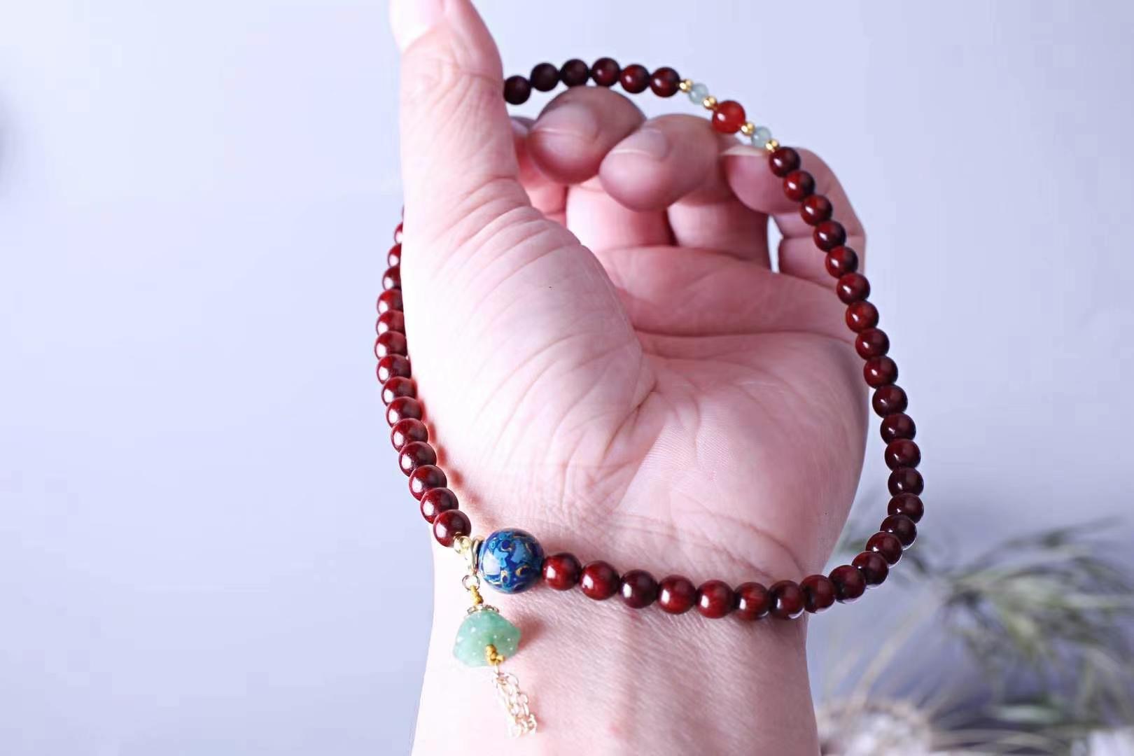 天然印度小叶紫檀06手串54颗女款檀香木佛珠念珠手链男款文玩手串 - 图0