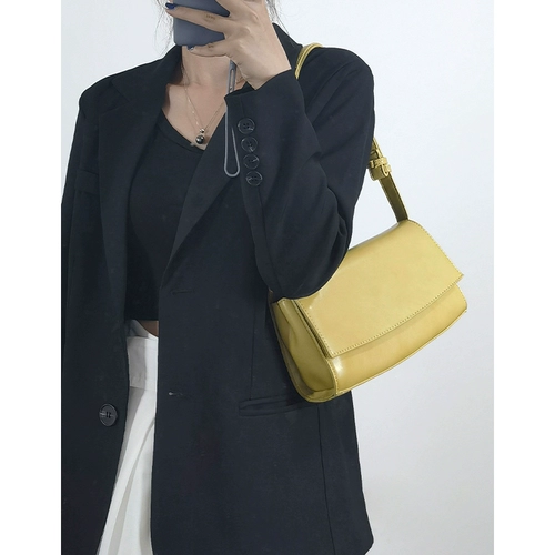 Глянцевая небольшая дизайнерская летняя сумка на одно плечо, сумка подмышку, в корейском стиле