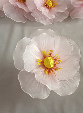 网纱牡丹花橱窗布置美陈装饰假花