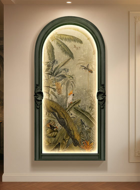 家大业大法式复古玄关装饰画中古风高端走廊过道挂画高级感壁灯画