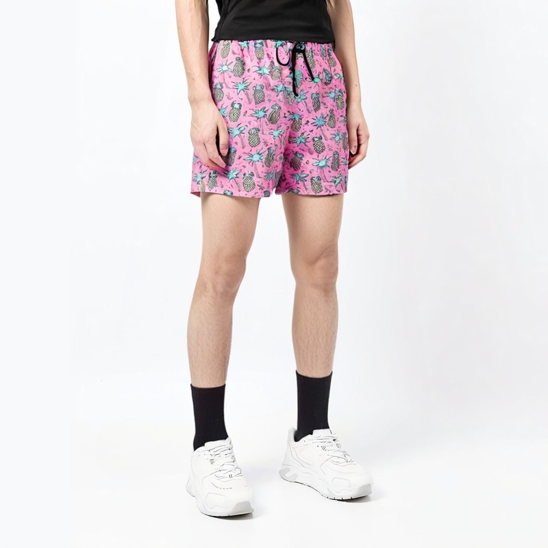 粉色菠萝印花短裤男沙滩裤速干可下水双层防尴尬海边度假温泉泳裤,淘宝优惠券,粉丝福利购,淘宝优惠卷