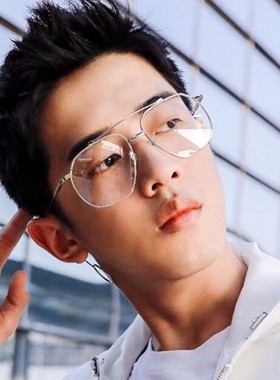 黄色眼镜复古黄男透明女个性大框