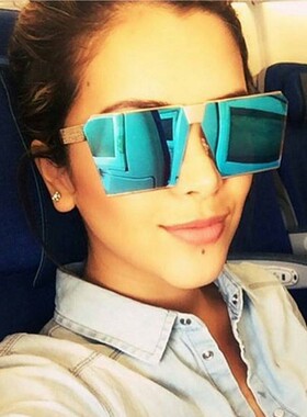 大框方形时尚网红反光胖脸墨镜