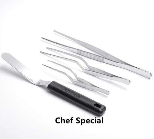 分子料理不锈钢镊子摆盘工具西餐厨师专用小抹刀专业chef位移铲 - 图2