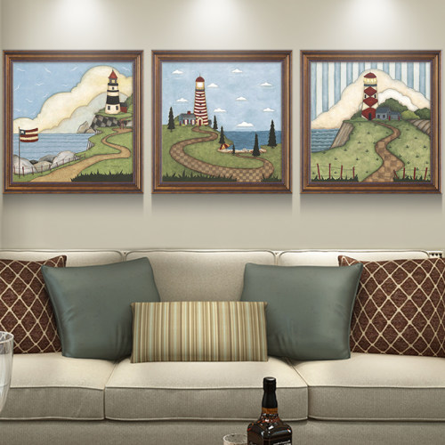 卡通动漫客厅有框画现代美式挂画儿童房装饰画风景餐厅背景墙壁画 - 图0