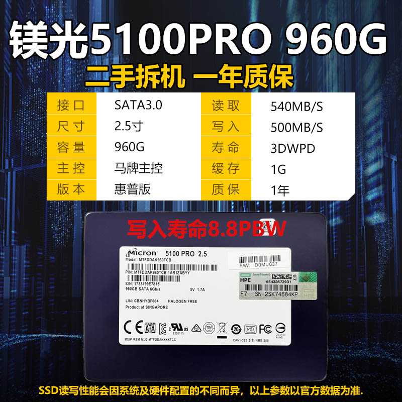 全新镁光固态硬盘5200ECO 1.92T 3.84T 7.68T企业级服务器硬盘SSD - 图1