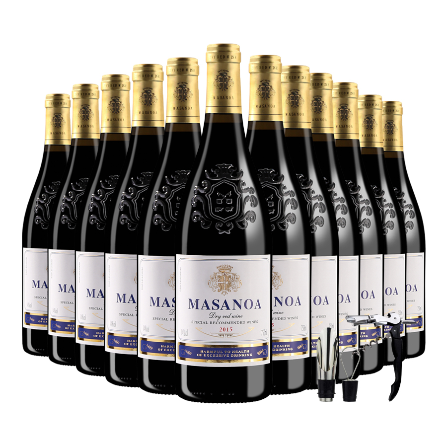 玛莎诺娅酒类买一箱送一箱法国进口红酒干红葡萄酒整箱正品婚庆送礼6支包邮123