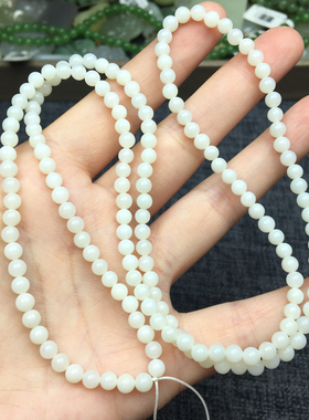 天然新疆和田玉白玉圆珠项链配链挂链毛衣链手链多圈手串