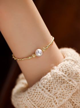 东方璞玉轻奢气质转运珠天然珍珠手链级小众设计饰品送女友礼物