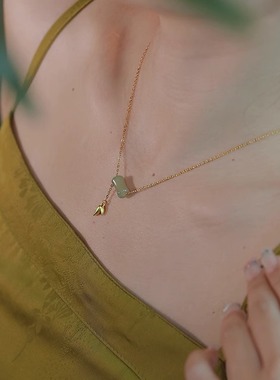 天然和田玉竹节项链女款S925纯银轻奢小众锁骨链2024新款节日礼物