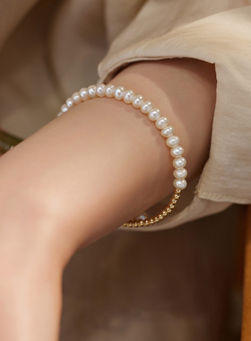 天然淡水珍珠开口手镯小众礼物