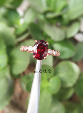 莫桑比克纯银镀18k石榴石戒指