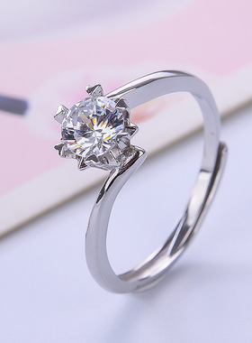 新款50分真钻戒款925切割vvs净度