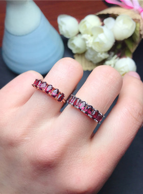 新款天然镁铝石榴石镀镀18k排戒