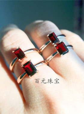 全新纯银特价包邮石榴石戒指