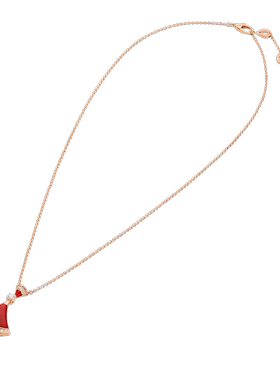 闲置未佩戴99新宝格丽diva系列大号红色边钻镶钻扇子项链顺丰发货