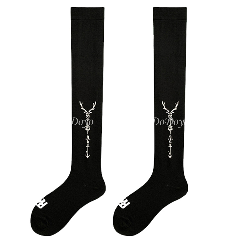 洞洞妖 压力过膝袜日系黑色显瘦jk高筒袜欧美街头ins潮秋冬长筒袜 - 图3