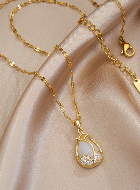 郁金香锁骨链钛钢嘴唇链女项链