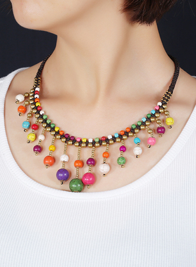 波西米亚民族风短款女流苏项链