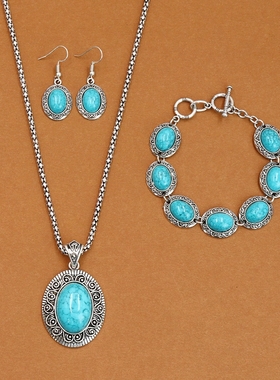 三件套装欧美波西米亚松石项链