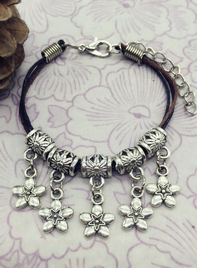 藏银小清新铃铛叶子手链甜美流行