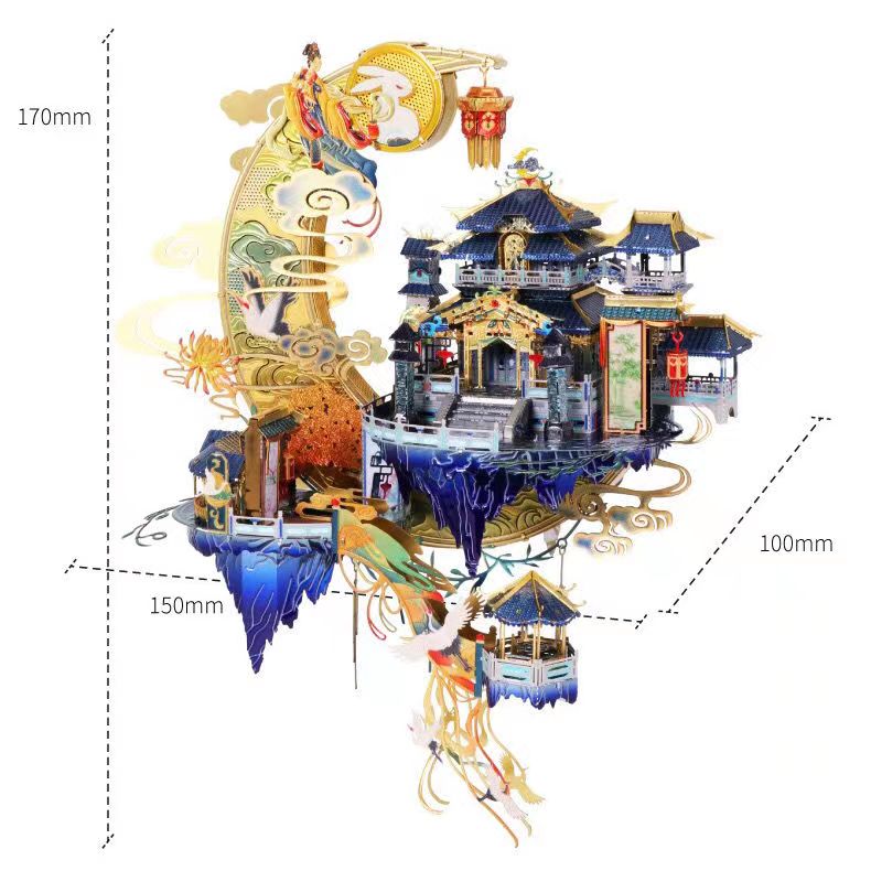 艺模月宫3D立体拼图金属拼装模型古风建筑成年高难度diy手工制作 - 图3