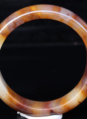 天然玉石桂林鸡血玉石手镯帝皇料田湾料57*15*8mm54g有几颗沙眼