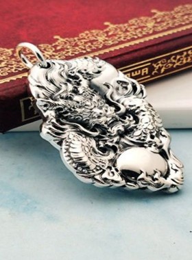 佐曼蒂男990纯银做旧吊坠原创