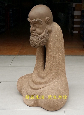 紫砂人物像达摩祖师供奉禅悟摆件
