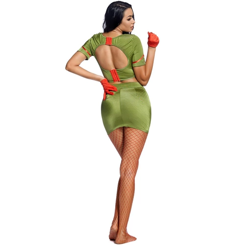 Зеленая раздельная юбка, униформа медсестры, костюм, с открытой спиной, в обтяжку, xэллоуин, косплей