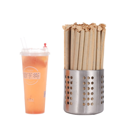 一次性波霸珍珠奶茶牛皮纸粗吸管19cm黑色网红大吸管粗口加长23cm - 图2