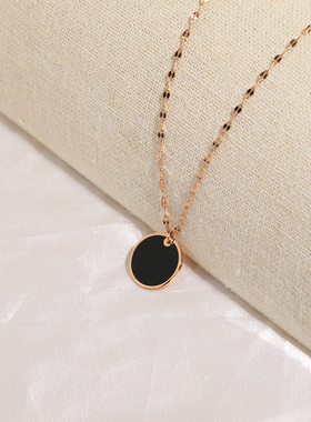 欧美风黑色圆圈项链女圆片几何