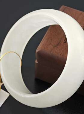 天然玉石中宽手镯方解石玉手镯简约时尚传承国潮风女镯子