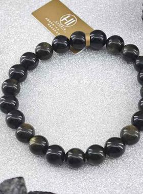 天然金曜石转运珠手串手链男女黑色高级时尚百搭爆收藏级金曜石