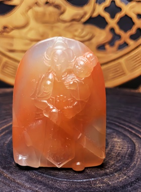 天然南红手工雕刻复古小众精致吊坠颈饰把玩件挂件招财转运饰品