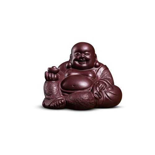 宏中 紫砂茶宠弥勒佛可养茶桌摆件全手工笑佛摆件精品小和尚茶玩 - 图3