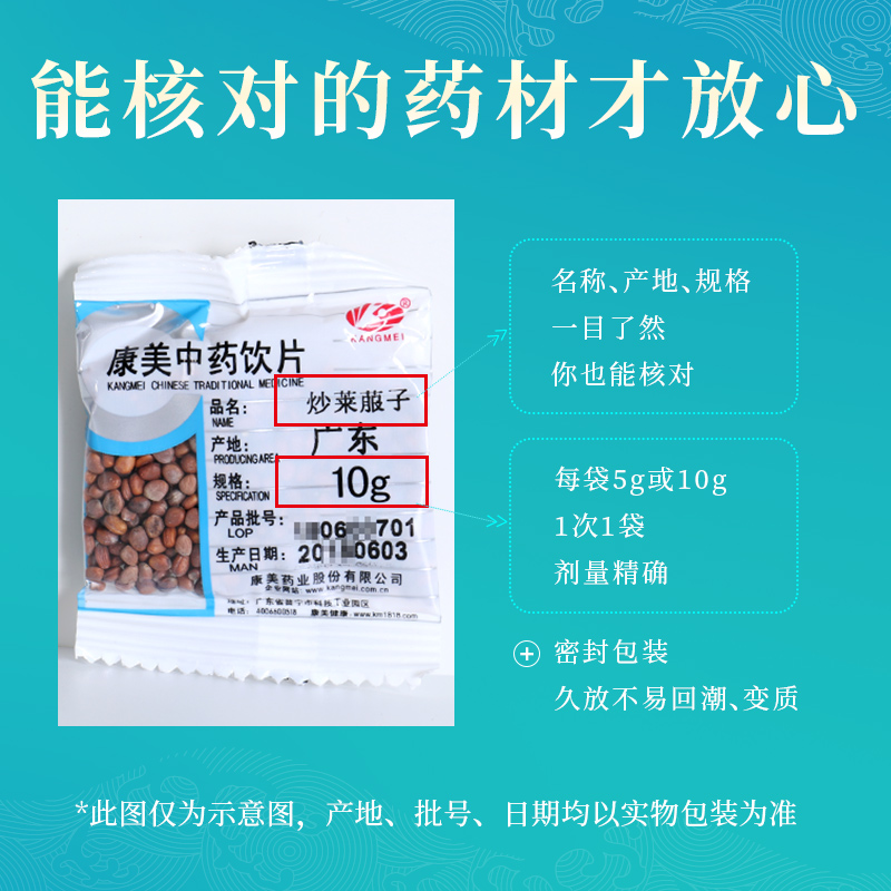 康美药业 炒莱菔子 10g多规格甘肃中药饮片中药材抓配官方旗舰店 - 图2