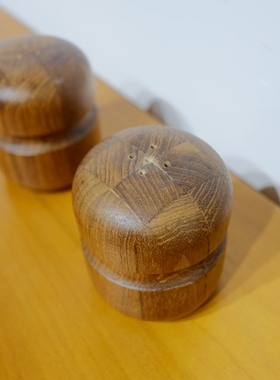 北欧 中古 丹麦产 60年代 Vintage 手工制 柚木 胡椒小圆瓶一对