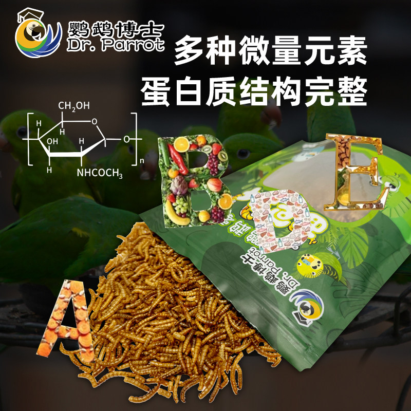 鹦鹉博士高蛋白面包虫干八哥鹩哥鹦鹉黄粉虫干鸟零食增肥营养饲料,淘宝优惠券,粉丝福利购,淘宝优惠卷