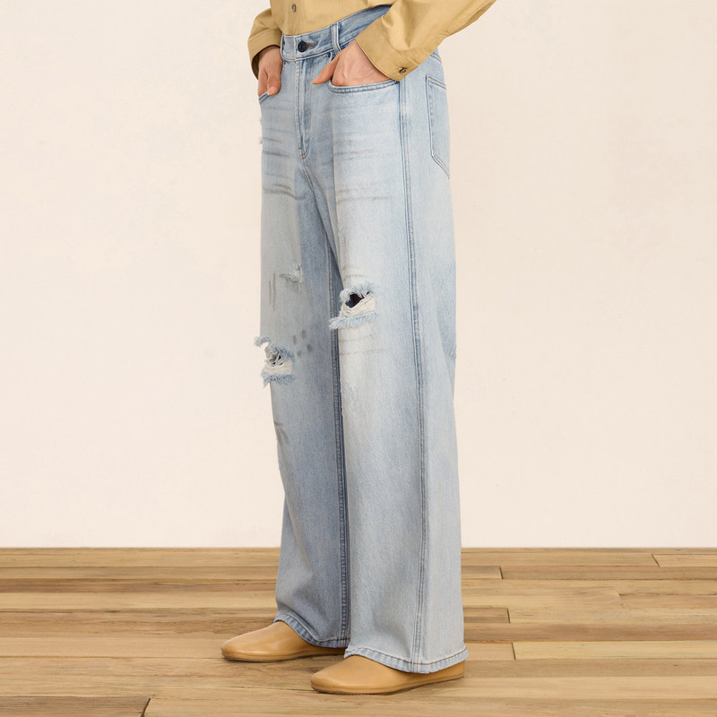速写24秋新品宽松阔腿牛仔裤直筒宽松