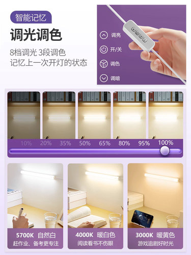 公牛酷毙灯学生宿舍磁吸附式学习专用护眼灯LED台灯USB酷毙灯管 - 图0