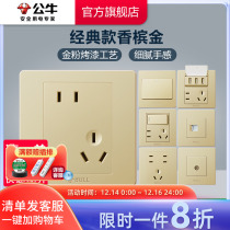 Bull Socket Flagship Store Switch Socket Air Conditioning 16A Socket Five Holes Socket 10A Panel Concealed G07 Gold