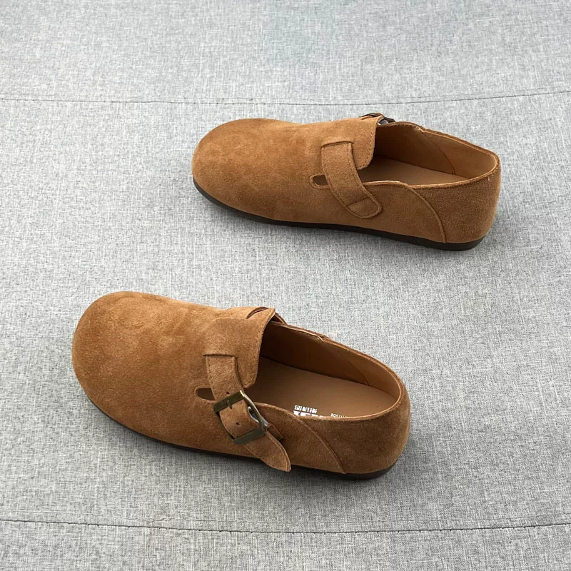 Кожаные слипоны на плоской низкой подошвеBirkenstock для женщин весна 2024 нескользящие обувь на низком каблуке из буйволиной кожи повседневная обувь
