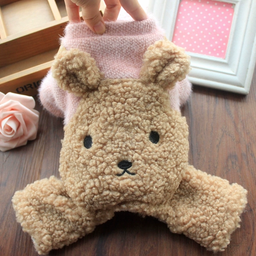 Собачья одежда осенью и зимой, утолщенная четвероногий одежда в медведь плюшевого бишона, зимнее хлопковое пальто, маленькая собака теплый и бархатный костюм