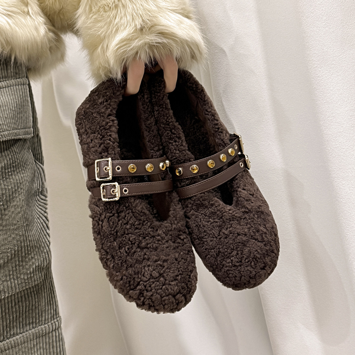 羊皮毛一体~超暖和羊羔毛毛鞋女2025冬新款一字带平底玛丽珍单鞋,淘宝优惠券,粉丝福利购,淘宝优惠卷