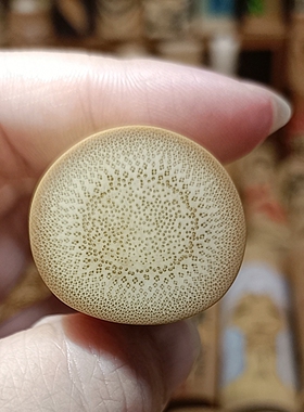 文玩实心玉竹手工彩雕荷花现货