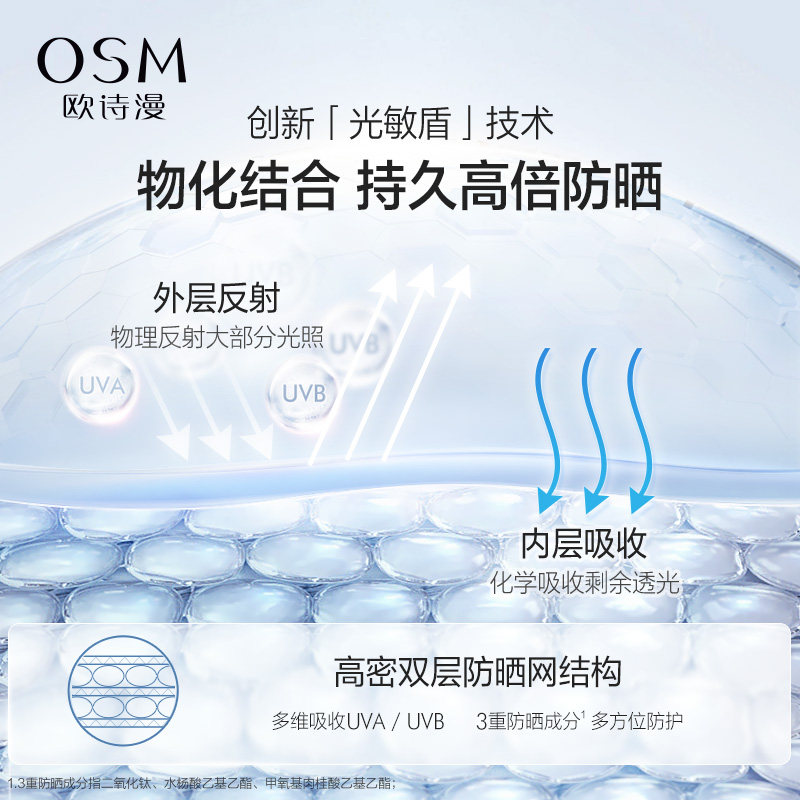 欧诗漫小光盾冰肌透亮特护女防晒霜 欧诗漫防晒霜